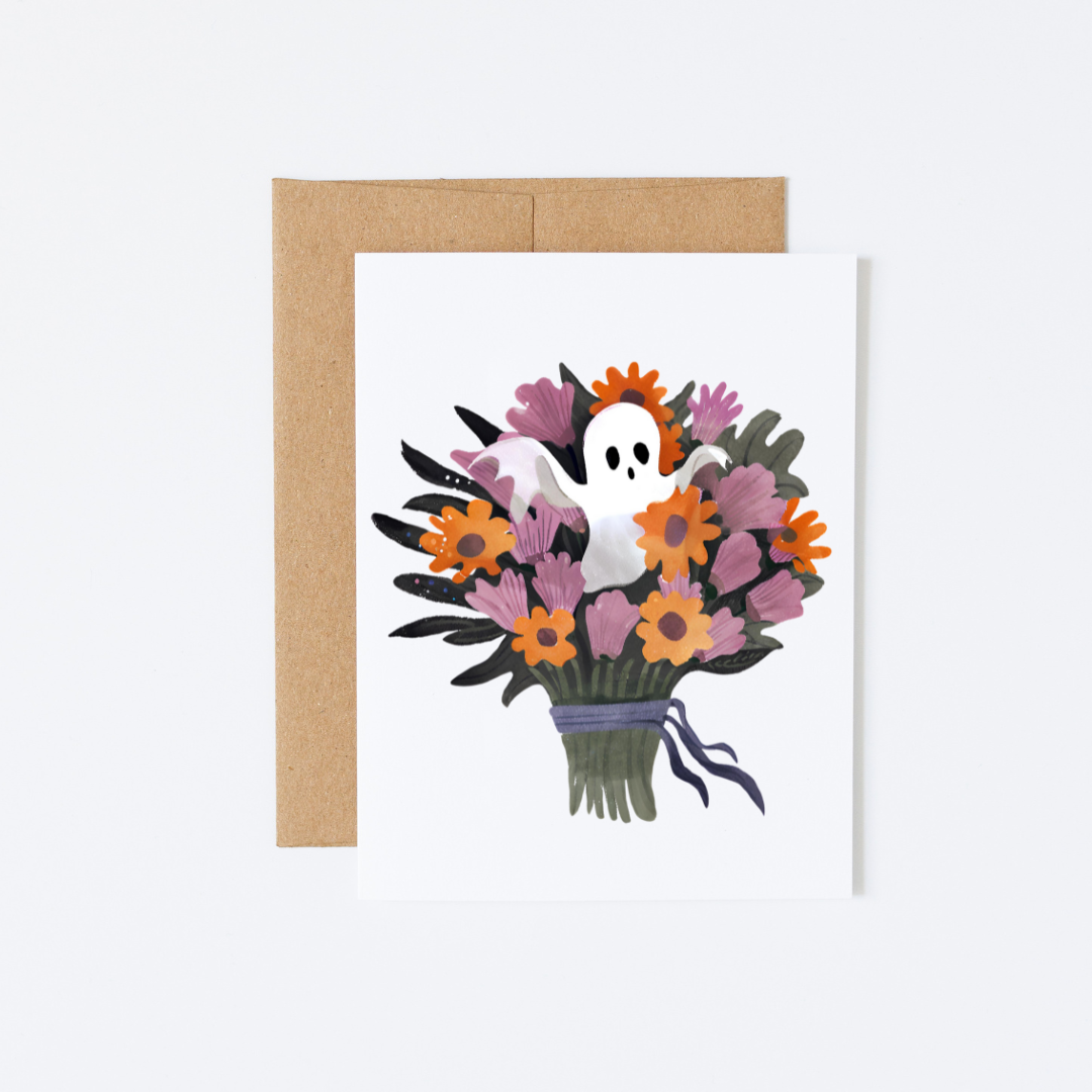 12 Floral Ghost Bouquet Fall Note Cards