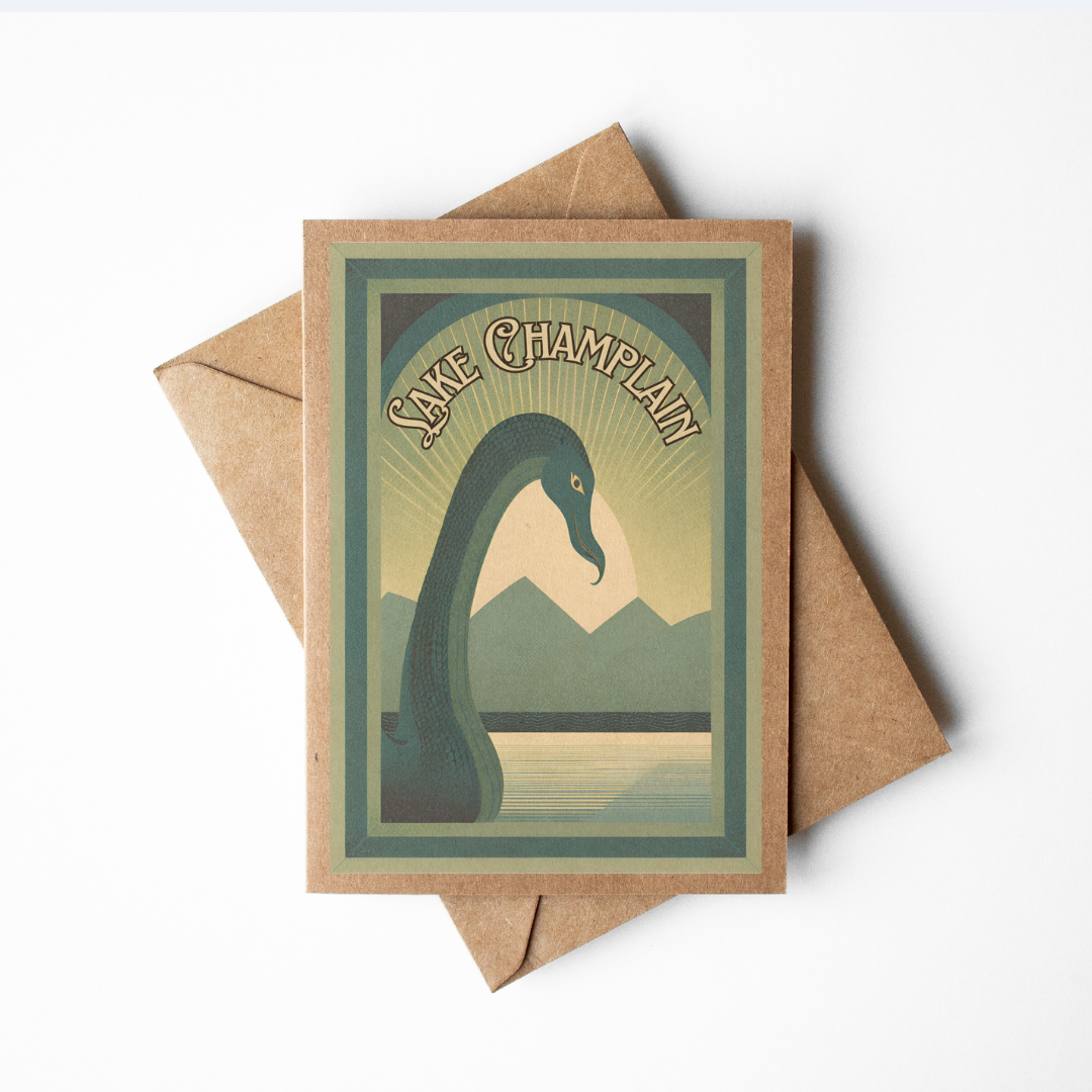 Lake Champlain Champ Sea Monster Cryptid Skeleton Kraft Paper Card