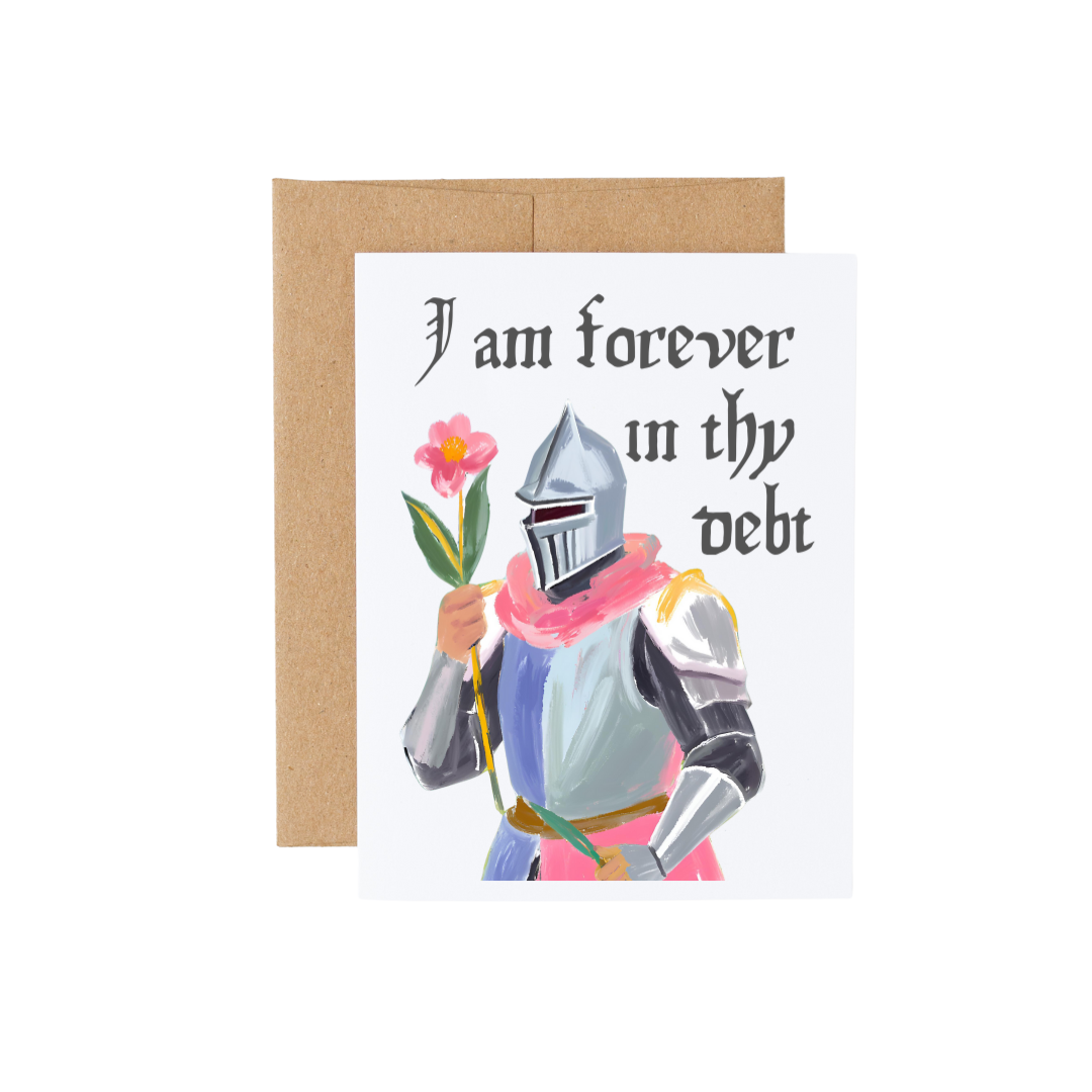 I am forever in thy debt - Medieval Knight Thank You Card – Cryptic ...
