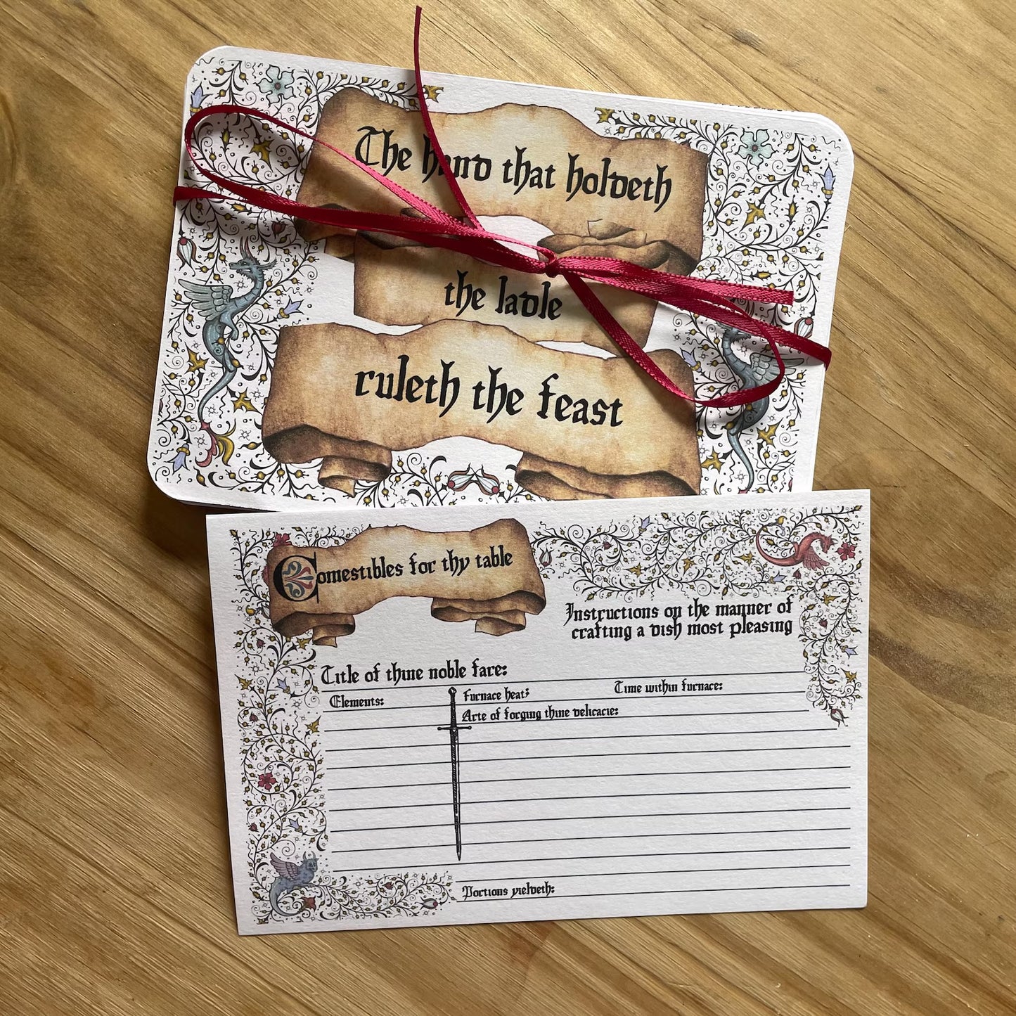 Medieval Dragon Recipe Cards