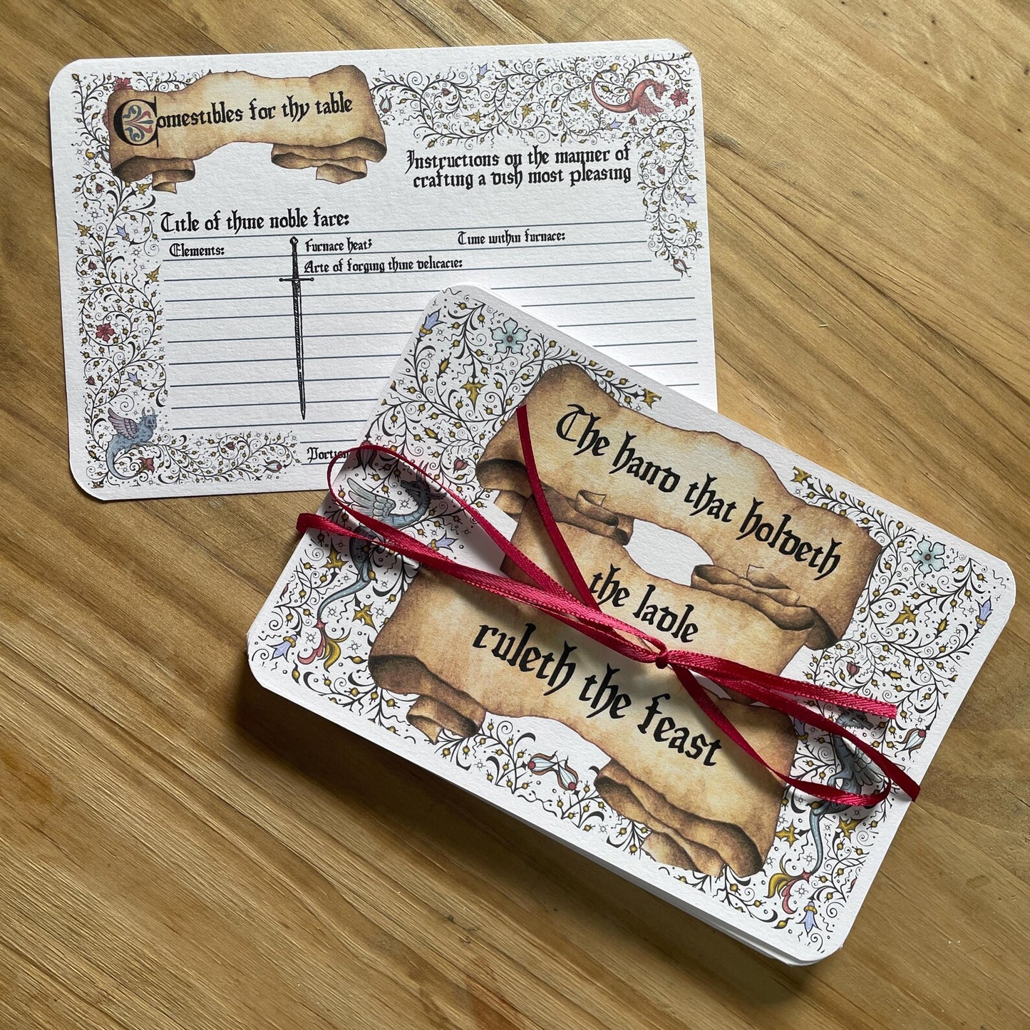 Medieval Dragon Recipe Cards