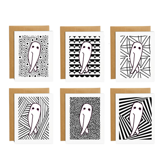 Black and White Fresno Nightcrawler Cards - Set of 6, blank inside, Fresno Nightcrawler Art, Fresno Nightwalker, pop art Fresno nightcrawler