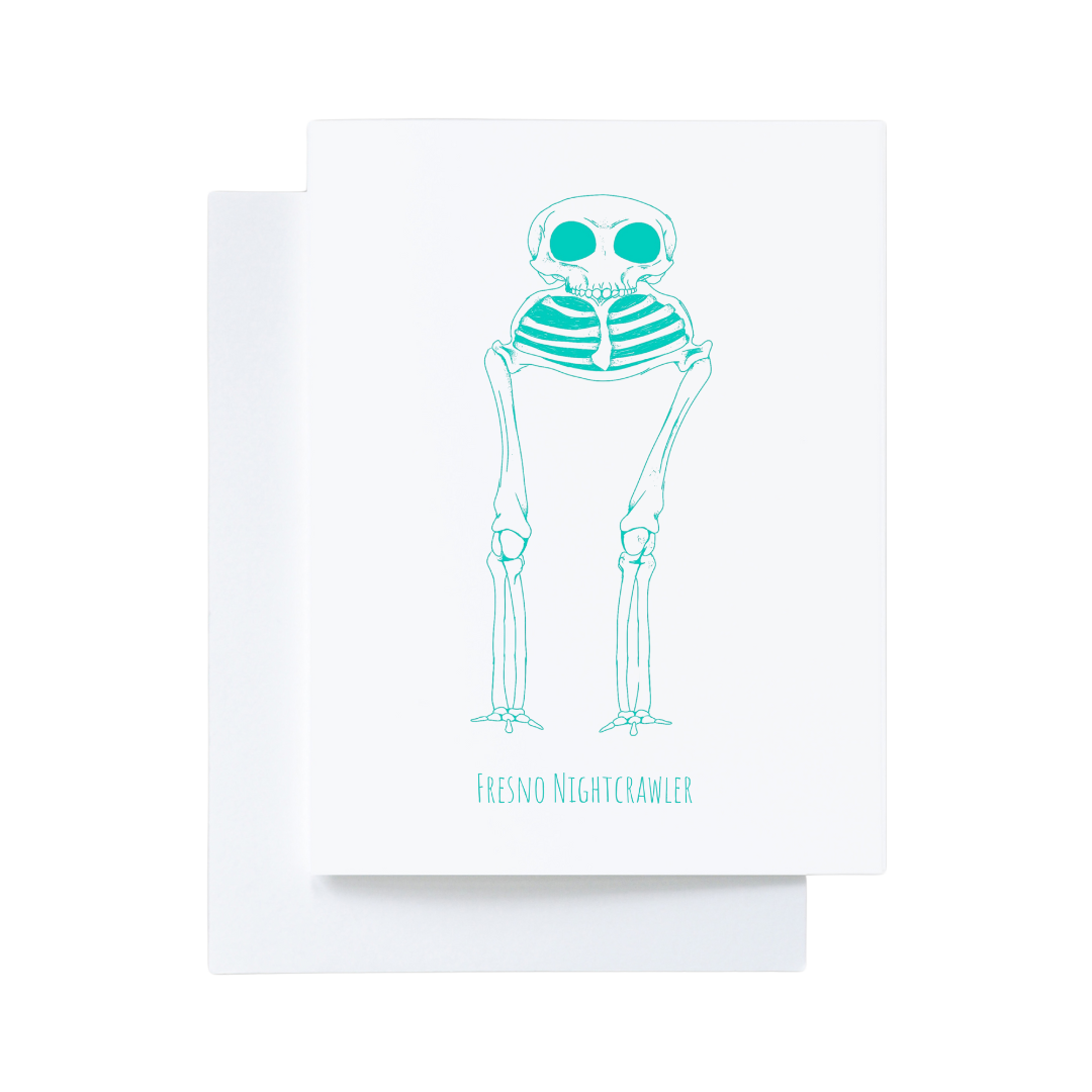 Fresno Nightcrawler Cryptid Skeleton Greeting Card