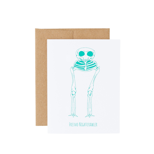 Fresno Nightcrawler Cryptid Skeleton Greeting Card