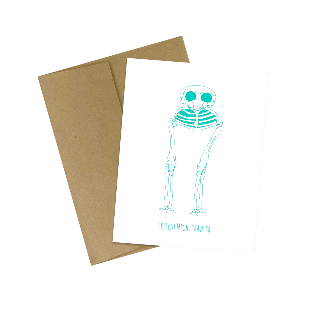 Fresno Nightcrawler Cryptid Skeleton Greeting Card
