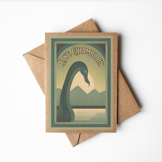 Lake Champlain Champ Sea Monster Cryptid Skeleton Kraft Paper Card