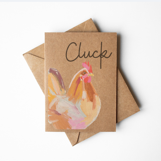 Cluck Chicken Brown Kraft Paper Greeting Farm Card
