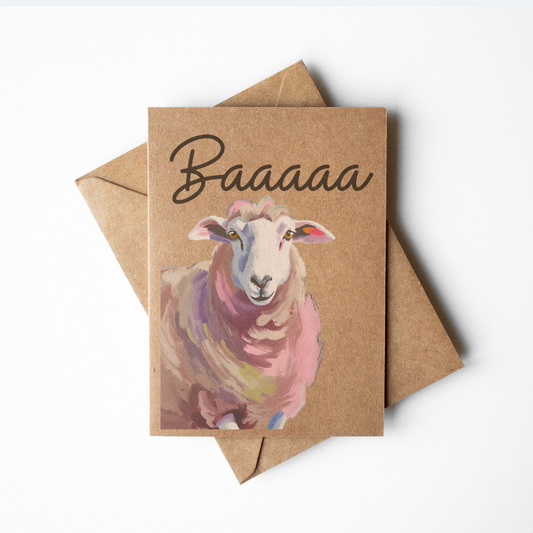 Baaaaa Sheep  Brown Kraft Paper Farm Greeting Card