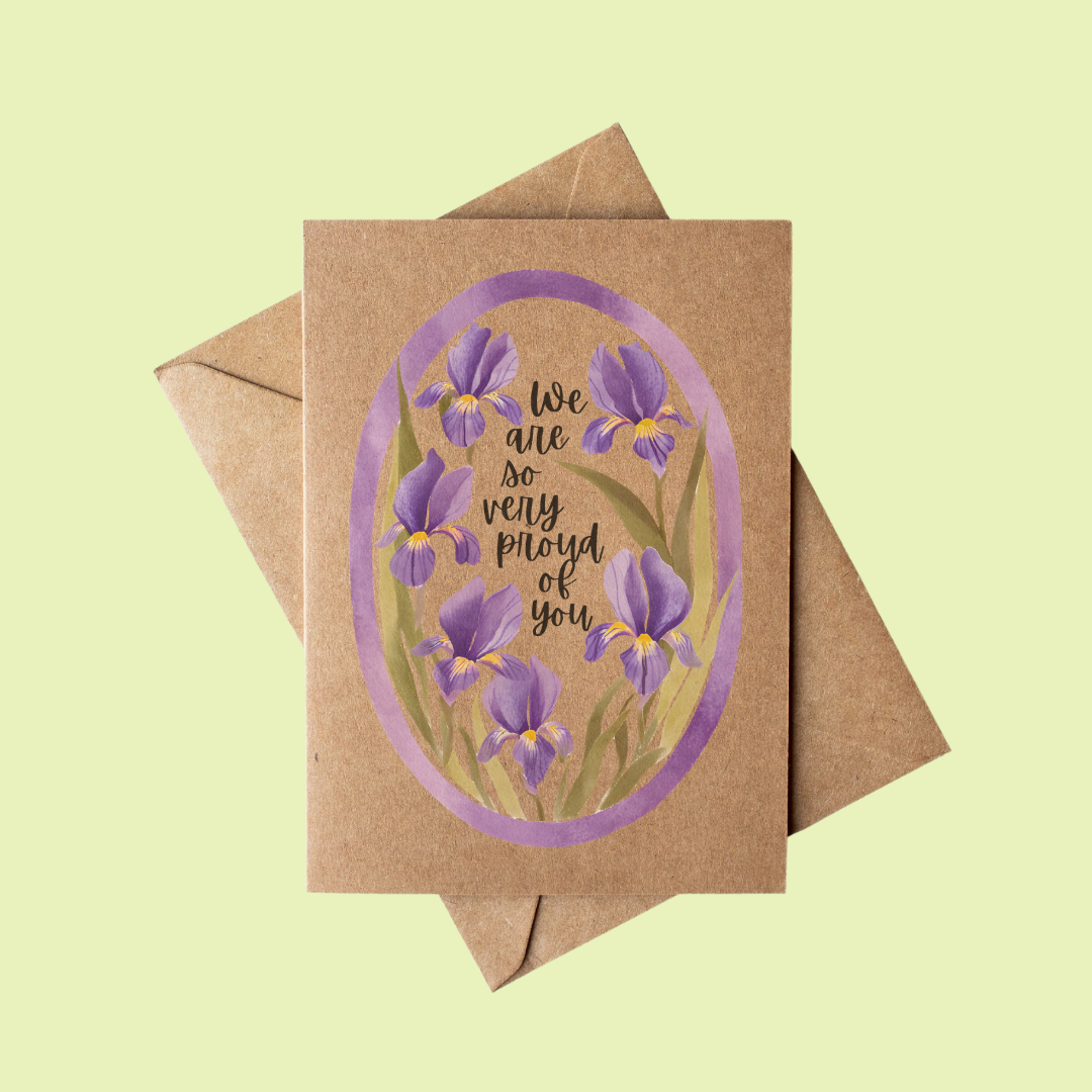 We are so very proud of you Floral Brown Kraft Paper Graduation Card