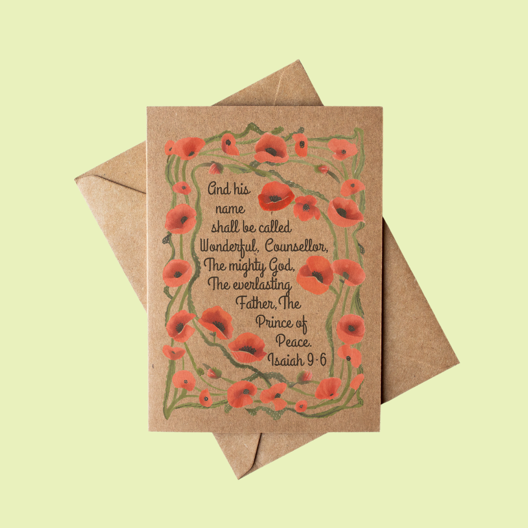 Red and Green Brown Kraft Paper Christian Scripture Christmas Card