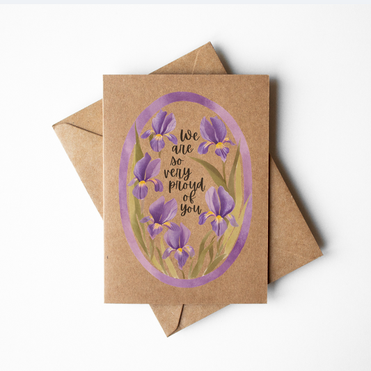 We are so very proud of you Floral Brown Kraft Paper Graduation Card